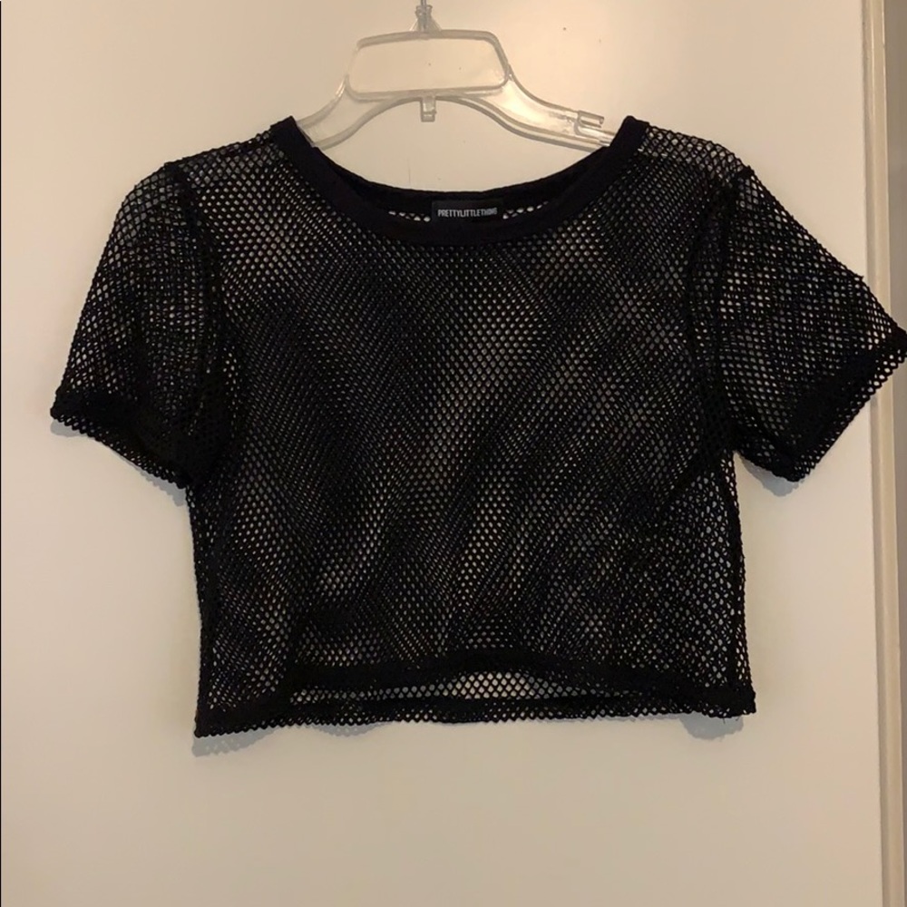 Black fish net crop top